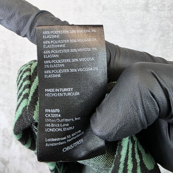 Urban Outfitters Pants Womens 3XL Green Black Flare Stretch Knit Swirl Op Art - Picture 11 of 11